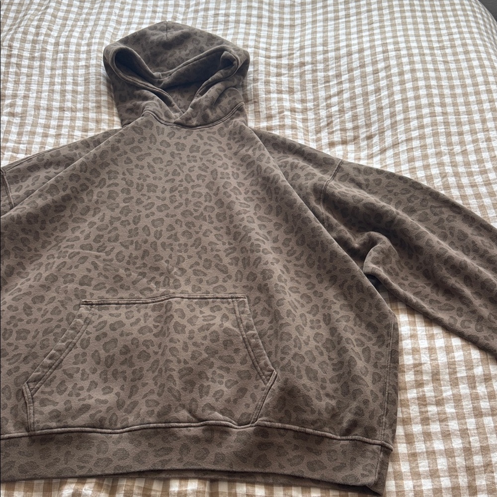Abercrombie & Fitch Essential Popover Hoodie - Brown Leopard